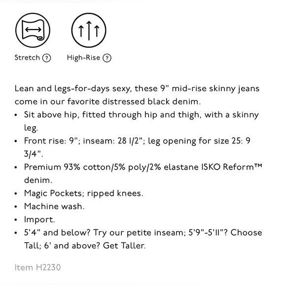 Madewell 9” Mid-Rise Skinny Leg Stretch Jeans in Dark Grey Black Sea Wash H2230 - Picture 6 of 7